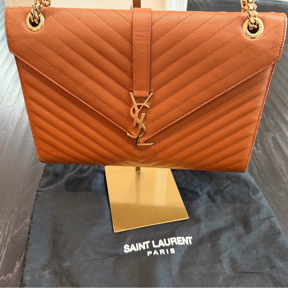 Saint Laurent Tan Leather large envelope Handbag